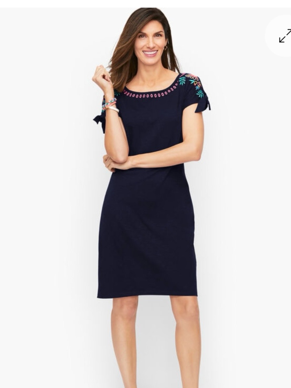 Talbots Embroidered Shift Dress -
Nantucket  Slub Size Medium